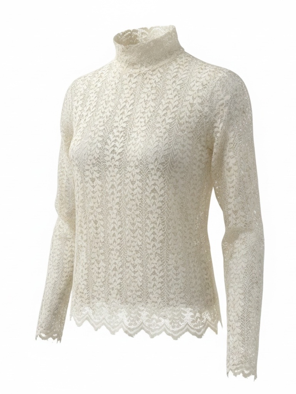 Buckle Cream Lace Long Sleeve Blouse - Picture 2 of 5